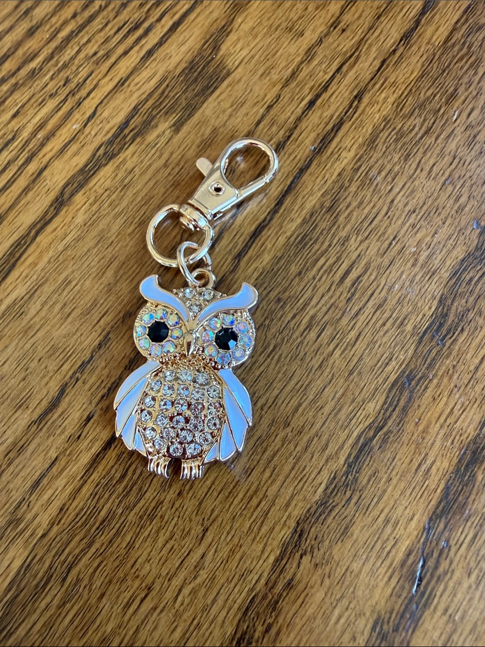Gold Crystal Owl Keychain Charm - Unbranded